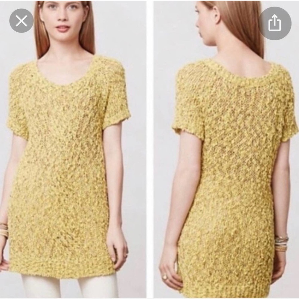 Moth Anthropologie Yellow Crochet Dress Womens Small